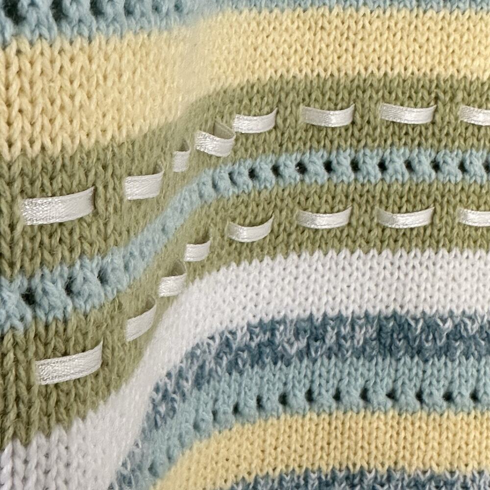 Christopher & Banks Vintage Striped Cardigan Sweater Size S Knit Ribbon Cottage - Picture 9 of 11